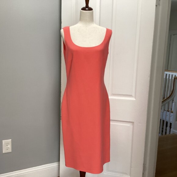 Céline CELINE Sleeveless Sheath Dress PENCIL DRESS Size M Coral - Picture 1 of 11